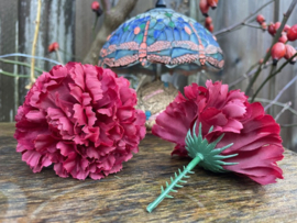 Kunstbloemen anjers wijnrood diameter 9 cm