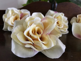 Kunstbloemen rozen creme/paars-roze diameter 12 cm