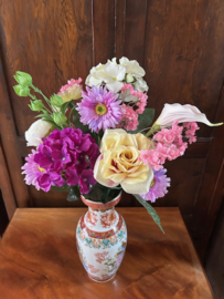 Kunstbloemen boeket paars, roze en crème