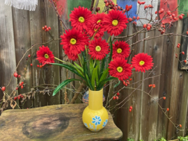 Kunstbloemen gerbera rood tak/boeket met 3 bloemen, hoogte 55 cm