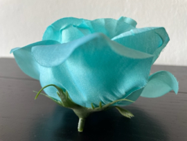 Kunstbloemen rozen turquoise diameter 13 cm