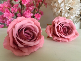 Zijde kunstbloemen oud roze rozen diameter 11 cm