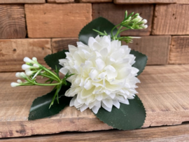 Kunstbloemen chrysant wit met blad en gipskruid