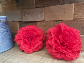 Kunstbloemen anjers rood, diameter 9 cm