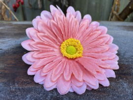 Kunstbloemen gerbera zalm roze, diameter 12 cm