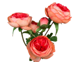 Kunstbloem Rood / Roze Ranonkel op steel 62 cm