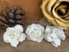 Kunstbloemen roosjes wit, diameter 4 cm