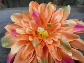 Kunstbloem dahlia zalm roze, diameter 15 cm