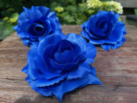 Koningsblauwe rozen, diameter 11 cm kunstbloemen zonder steel