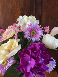 Kunstbloemen boeket paars, roze en crème