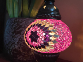 Oosterse glasmozaiek tafellamp roze mozaiek lamp Turkse stijl