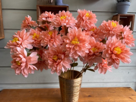 Kunstbloemen dahlia takken peach, 3 bloemen per tak hoogte 62 cm