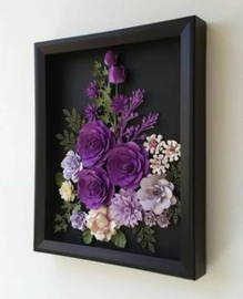 Kunstbloemen "schilderij" 3 d in een lijst