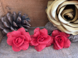 Kunstbloemen roosjes rood, diameter 4 cm