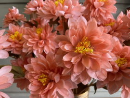 Kunstbloemen dahlia takken peach, 3 bloemen per tak hoogte 62 cm