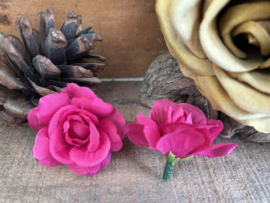 Kunstbloemen roosjes fuchsia, diameter 4 cm