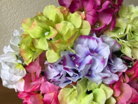 Kunstbloemen hortensia, mix van kleuren, 42 cm
