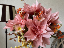 Kunstbloemen boeket dahlia's oud roze 35 cm