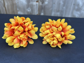 Kunstbloemen chrysanten oranje/rood, diameter 10 cm