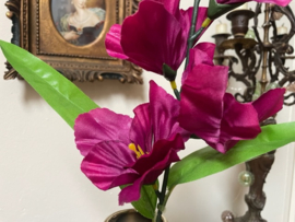 Kunstbloemen gladiolen tak met 6 bloemen, wijnrood 48 cm