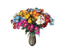 kunstbloem margriet blauw 54 cm