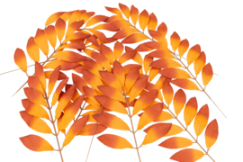 Kunsttakken met 11 rood oranje kunstbladeren hoogte 46 cm