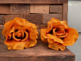 Kunstbloemen oranje rozen, diameter 13 cm