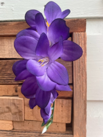 Kunstbloemen fresia lavendel kleur, steel 14 cm, 6 bloemen