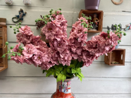 Zijde kunstbloemen delphinium oud roze hoogte 80 cm