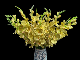 Kunstbloemen orchidee, kunsttak 75 cm hoog mosterdgroen