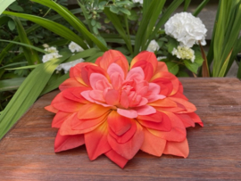 Kunstbloemen zonder steel, dahlia oranje, diameter 22 cm