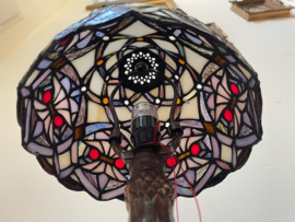 Tiffany lamp, bureaulamp paars/wit hoogte 33 cm