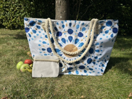 Ibiza Strandtas & Shopper – Mandala Wit/Blauw (38 x 57 cm)