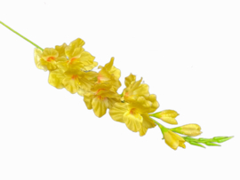Kunstbloemen orchidee, kunsttak 75 cm hoog mosterdgroen