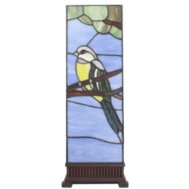 Tiffany tafellamp zuil, tropische vogel 48x15x15 cm