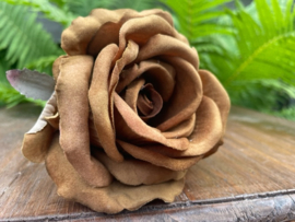 Kunstbloemen roos bruin, diameter 11 cm