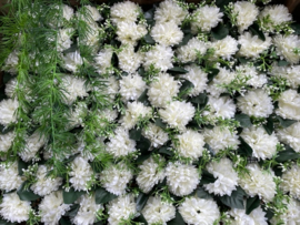 Kunstbloemen chrysant wit met blad en gipskruid