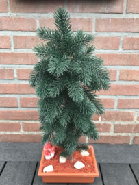 Kunstboom, naaldboom op stam van echt hout, 55 cm