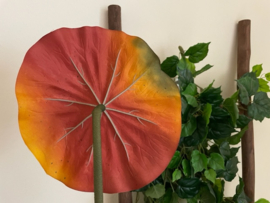 Kunstbladeren groot Lotus blad rood, hoogte 96 cm diameter 25 cm