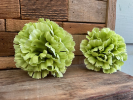 Kunstbloemen anjers groen diameter 9 cm