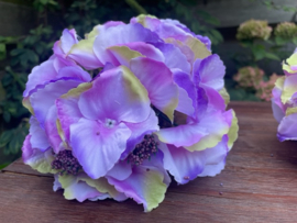 Kunstbloemen zonder steel, hortensia lavendel/groen diameter 16 cm