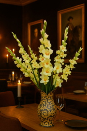 Kunstbloemen kunsttakken gladiool lichtgeel hoogte 108 cm