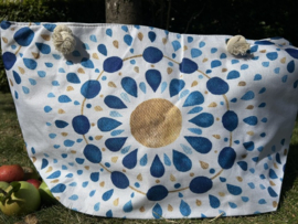 Ibiza Strandtas & Shopper – Mandala Wit/Blauw (38 x 57 cm)