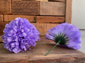 Kunstbloemen anjers lila, diameter 9 cm