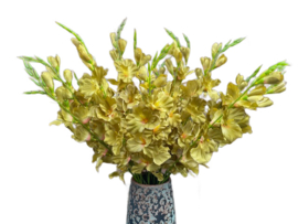 Kunstbloemen orchidee, kunsttak 75 cm hoog mosterdgroen
