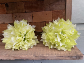 Kunstbloemen dahlia creme/groen diameter 15 cm
