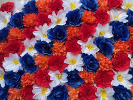 Bloemenmuur/flowerwall koningsdag kleuren 40x60 cm