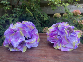 Kunstbloemen zonder steel, hortensia lavendel/groen diameter 16 cm