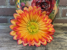 Kunstbloemen gerbera oranje/rood, diameter 12 cm