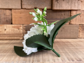 Kunstbloemen chrysant wit met blad en gipskruid